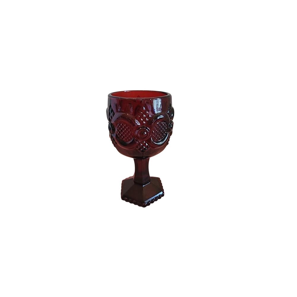 Vintage Avon 1876 Cape Cod Ruby Red Mini Cordial Wine Goblet 4 1/2"